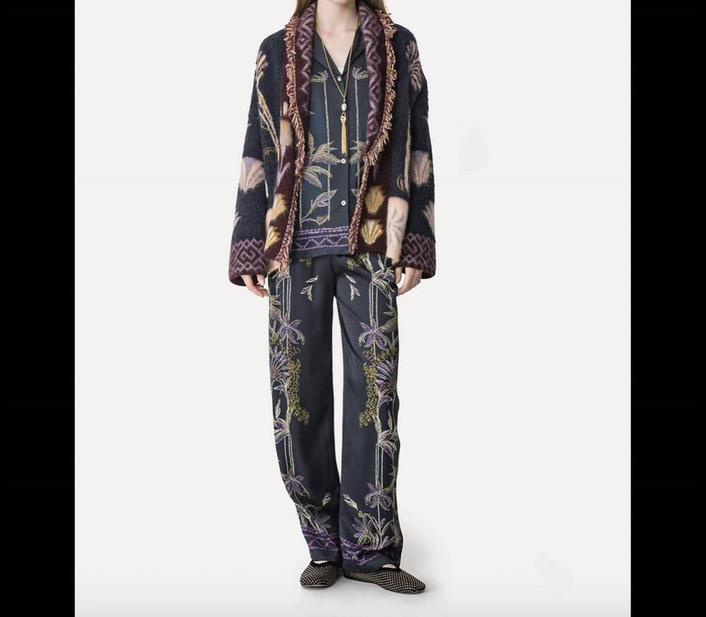 NEW FORTE FORTE sogni print envers satin elasticated pants in notte